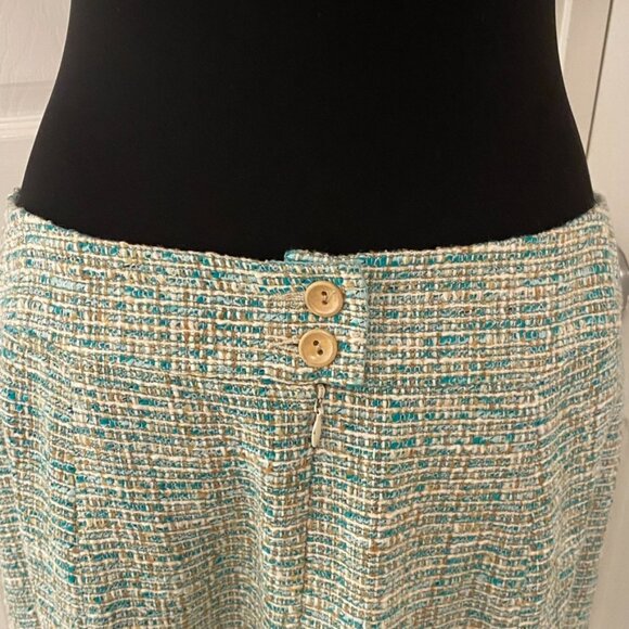Nanette Lepore Tweed Skirt, Teal/Cream 8 - Picture 4 of 7